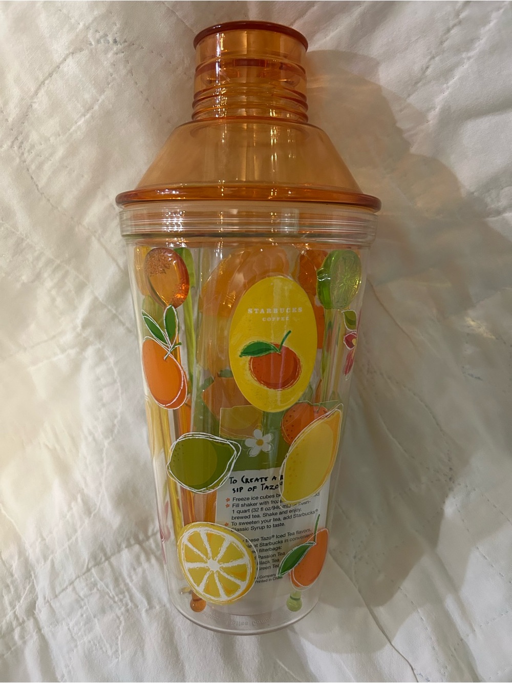 Starbucks 2006 Tazo fruit tea shaker set 40 oz complete